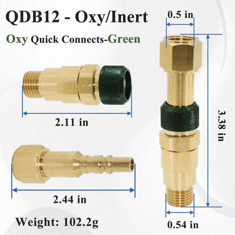 Ebrmeiwo QDB10 Quick Disconnect Kits for Torches with Check Valves, Torch-to-Hose Set, Fuel-Red, Oxy-Green, Brass - Image 3